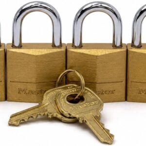 Master Lock Candado, cerradura de latón macizo, 3/4 pulgadas de ancho, 120Q (paquete de 4 llaves iguales)