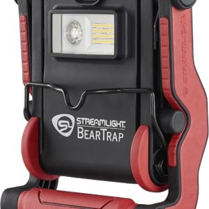 Streamlight BearTrap 61520 - Luz de Trabajo multifunción de 2000 lúmenes con Base magnética y Gancho para Colgar, 120 V/100 V CA, Rojo