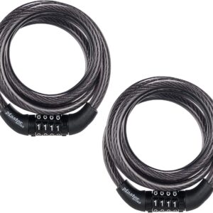 Master Lock - Juego de cerradura de bicicleta con combinación preestablecida, color negro, con un revestimiento de vinilo resistente a la intemperie para equipos al aire última intervensión,