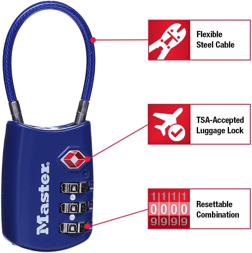Master Lock Blue Set Your Own Combination TSA Approved Lock, candado con cierre de viaje perfecto para maletas, bolsos o mochilas, 4 unidades, 4688BLUEC4 4 Master Lock Blue Set Your Own Combination TSA Approved Lock, candado con cierre de viaje perfecto para maletas, bolsos o mochilas, 4 unidades, 4688BLUEC4 – Vista 4