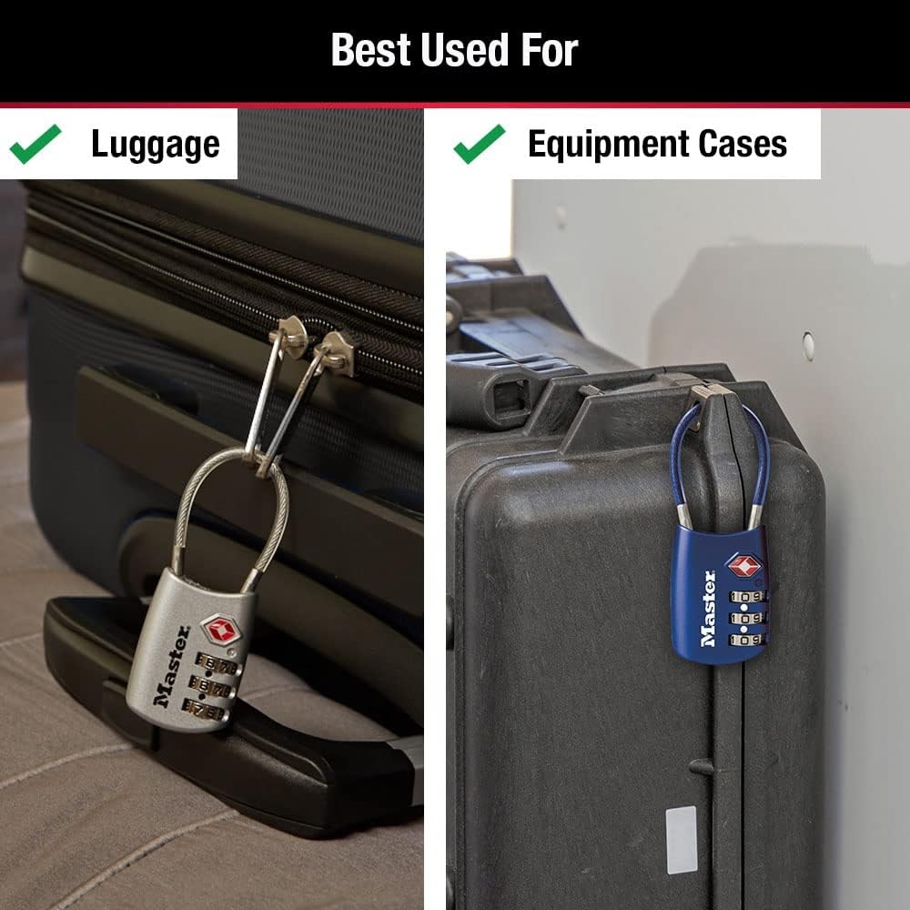 Master Lock Blue Set Your Own Combination TSA Approved Lock, candado con cierre de viaje perfecto para maletas, bolsos o mochilas, 4 unidades, 4688BLUEC4 7 Master Lock Blue Set Your Own Combination TSA Approved Lock, candado con cierre de viaje perfecto para maletas, bolsos o mochilas, 4 unidades, 4688BLUEC4 – Vista 7