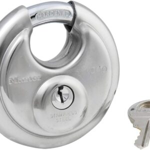 Master Lock 40D - Candado de disco de acero inoxidable con llave, color plateado
