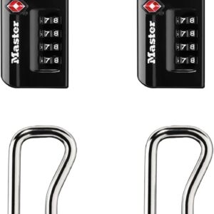 Master Lock Candado, configura tu propia combinación de bloqueo de equipaje aceptado por TSA, 1-5/16 pulgadas 4696EC4 ancho, negro, paquete de 4 unidades