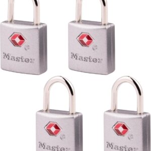 Master Lock Cerraduras de equipaje TSA con llave, cerradura aprobada por la TSA para mochilas, bolsas y equipaje, paquete de 4, 4683Q