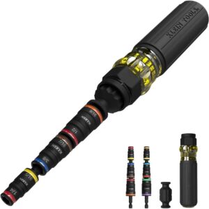 Klein Tools 32914HD Juego de Desarmador de caja, 14-en-1 con Clasificación de Impacto, Tamaños SAE y Métricos, Juego de Dados Magnéticos con 12 Llaves Hexagonales y Portapuntas, Mango con Empuñadura
