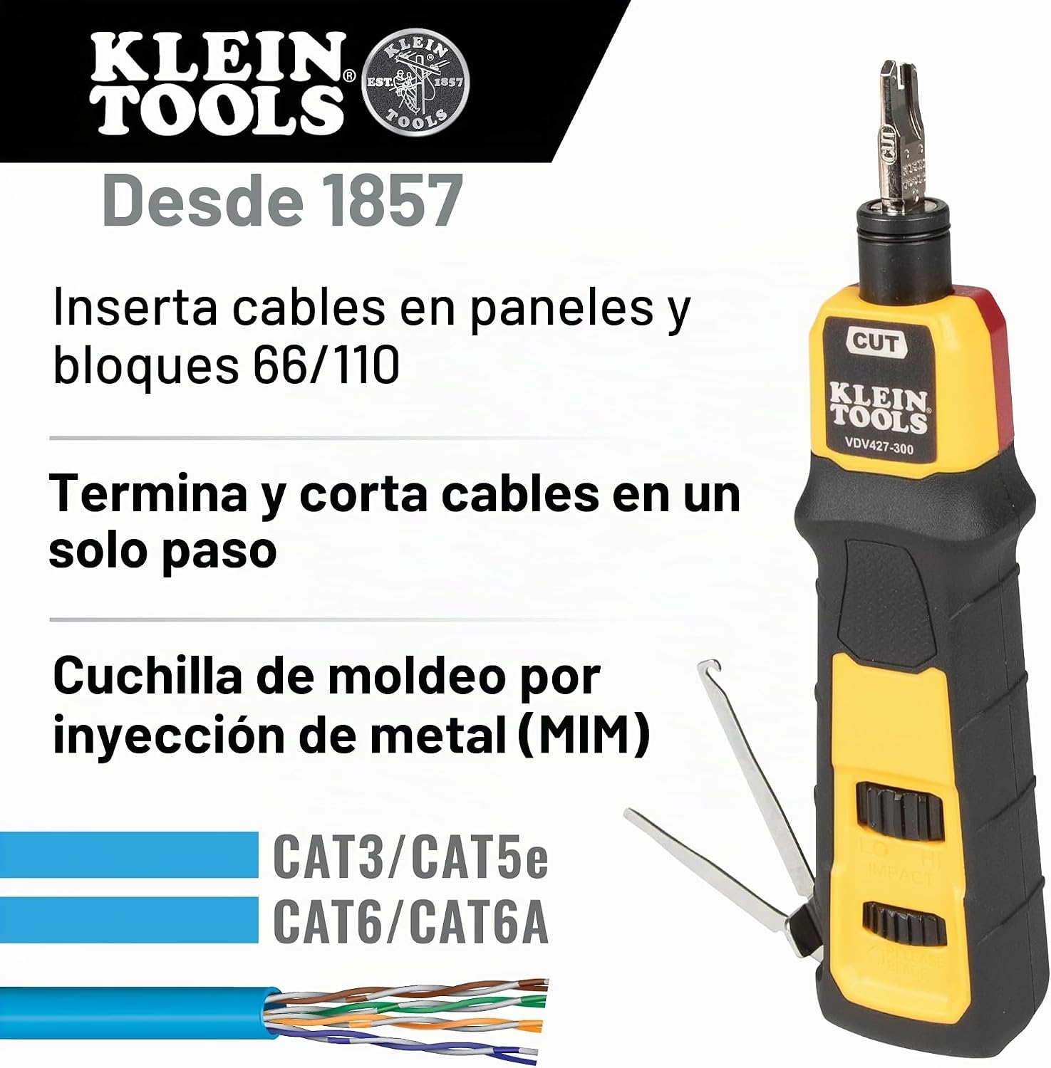Klein Tools VDV427-300 Herramienta ponchadora de impacto con cuchilla 110/66 2 Klein Tools VDV427-300 Herramienta ponchadora de impacto con cuchilla 110/66 – Vista 2