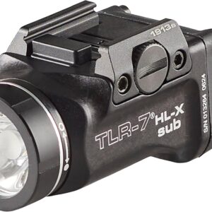 Streamlight 69505 TLR-7 HL-X sub USB 1000 lúmenes recargable para armas montadas en riel diseñado exclusivamente para modelos subcompactos de riel corto 1913, incluye kit de montaje con llaves, negro