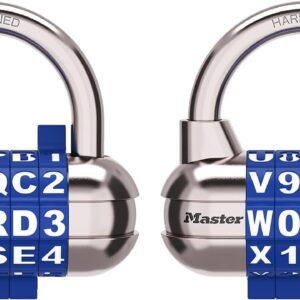 Master Lock Locker Lock, set your Own Word Combination Candado, azul, paquete de 2, 1534BLUEC2