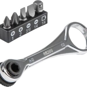 Klein Tools 65200 Juego de carracas, juego de 5 piezas con Phillips, ranurado y adaptador para otros tamaños de zócalo, para espacios reducidos