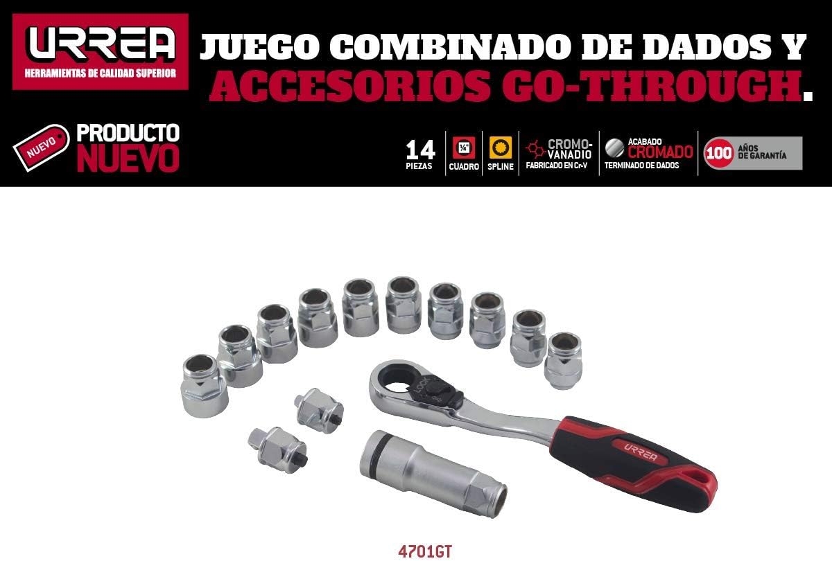Urrea Juego de Dados y Accesorios Go-Through 1/2" 3 Urrea Juego de Dados y Accesorios Go-Through 1/2" – Vista 3