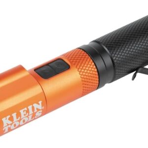 Klein Tools 56040 Linterna LED recargable, 350 lúmenes, enfoque giratorio y puntero láser