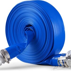VEVOR Manguera de Retrolavado de 50,8 mm x 30,48 m, Manguera de PVC con Abrazaderas, Bloqueos de leva, Accesorios de Aluminio para Bombas para Tratamiento de Aguas Residuales, Transporte de Agua, Azul