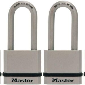 Master Lock M530XKADLHCCSEN - Candado de cuerpo de acero macizo con grillete encogido, 5 cm de ancho, Paquete de 4, Keyed Alike