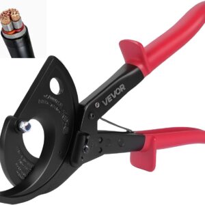 VEVOR Cortacables de trinquete, hojas de acero flexible con mangos aislados y botón de liberación rápida, resistente cortador de cables con trinquete para cables de cobre y aluminio de hasta 400 mm²