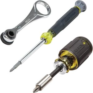 Klein Tools 85515 Juego de Destornilladores de Impacto Multi-Bit de 3 Piezas con Stubby 8-en-1, Mini Trinquete y Destornillador para Electrónicos 4-en-1
