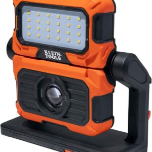 Klein Tools 56417 MODbox - Luz de trabajo LED recargable de 3000 lúmenes, luz de inundación y punto portátil 2 en 1, rotación de 360 grados, compatible con sistema de riel MODbox