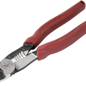 Klein Tools 2005N - Cortador de alambre, fabricado en Estados Unidos, pelador, herramienta de engarzado, tiras trenzadas de 10-18 AWG, crimpas terminales de 10-22 AWG, con cortador de corte