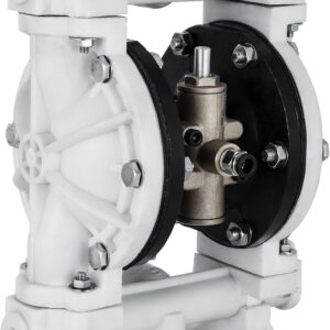 VEVOR Bomba de doble diafragma accionada por aire, entrada y salida de 1/2 pulgadas, cuerpo de polipropileno, 13.2 GPM y máximo 120 PSI, bomba de transferencia neumática de diafragma PTFE para