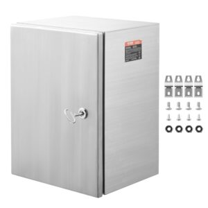 VEVOR Caja Eléctrica de Acero Inoxidable Gabinete Eléctrico 50x40x20cm IP66 Caja Impermeable Montada en Pared con Placa de Montaje Bisagra de Bloqueo para Equipos Electrónicos Eléctricos al Aire Libre