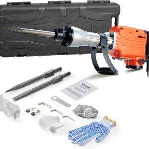VEVOR - Martillo de demolición, MAX 2200 W, martillo eléctrico resistente, 1350 BPM, 2 piezas de cinceles para astillado con estuche