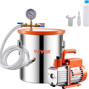 VEVOR Kit de cámara de desgasificación con Bomba de una Sola Etapa y cámara de vacío de 5 galones y 3,5 CFM