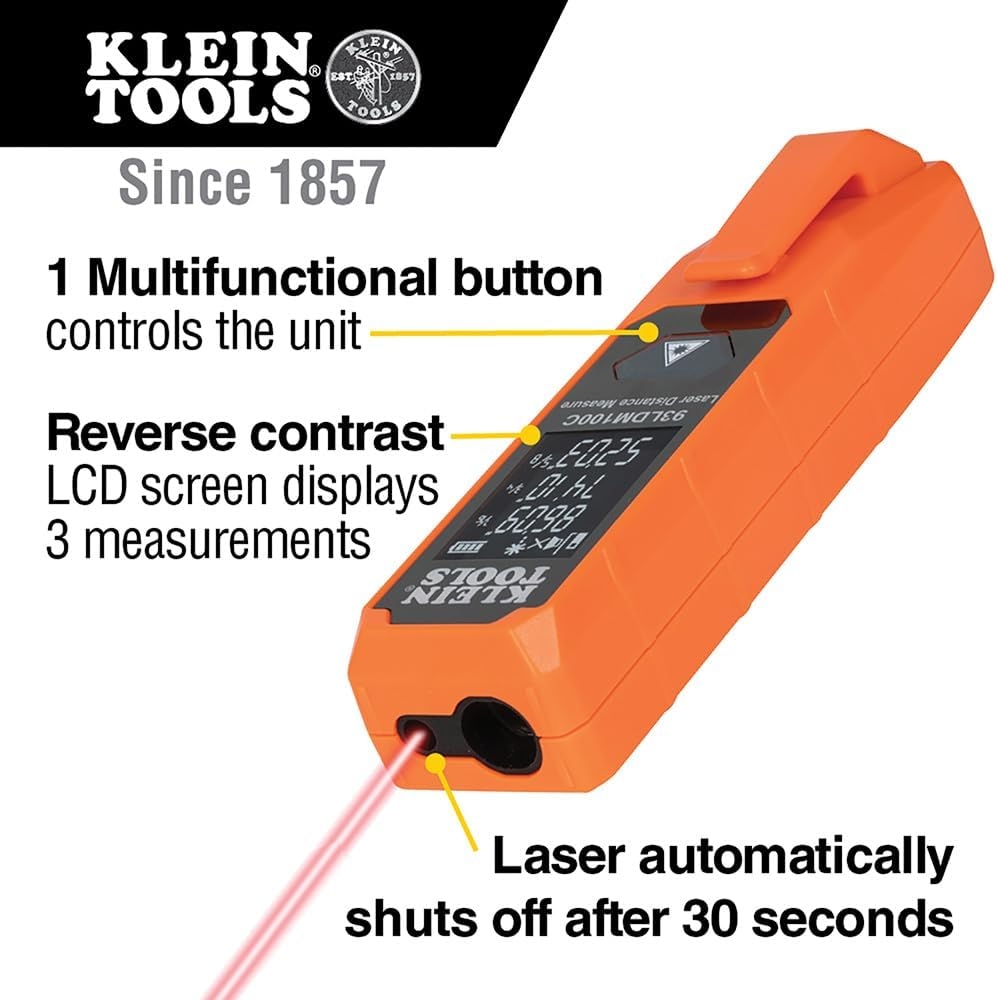 Klein Tools 93LDM100C Compact Laser Distance Measure, Measures in Feet, Inches, Meters 2 Klein Tools 93LDM100C Compact Laser Distance Measure, Measures in Feet, Inches, Meters – Vista 2