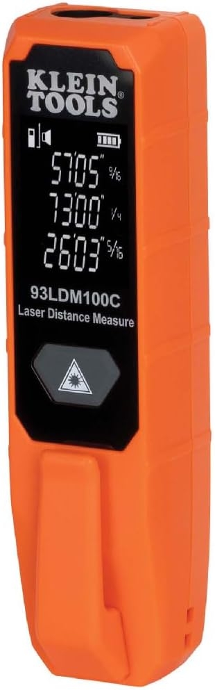 Klein Tools 93LDM100C Compact Laser Distance Measure, Measures in Feet, Inches, Meters 1 Klein Tools 93LDM100C Compact Laser Distance Measure, Measures in Feet, Inches, Meters