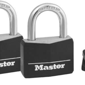 Master Lock Candados cubiertos con llave, cerraduras al aire última intervensión, paquete de 2, 141T, negro