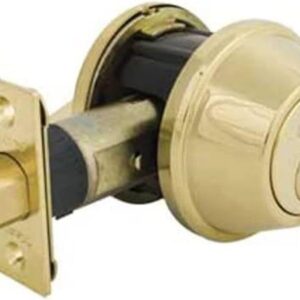 Master Lock Cerradura sin llave de teclado electrónico, teclado retroiluminado y cerradura Schlage C, Patrulla nocturna con tope de retención, Bright Brass