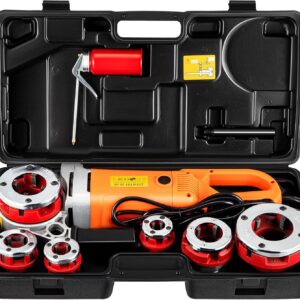 VEVOR Máquina Roscadora de Tubos 2300 W 220 V Kit de Roscadora de Tubos con Trinquete 22 RPM Roscadora de Tubos Eléctrica Portátil con 6 Troqueles Duraderos para Roscar Tubería Galvanizada