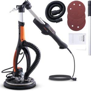 VEVOR Lijadora de paneles de yeso, lijadora eléctrica de motor sin escobillas de 800 W, velocidad variable de 1000 a 2300 rpm, lijadora de techo plegable con luces LED de doble cubierta, mango