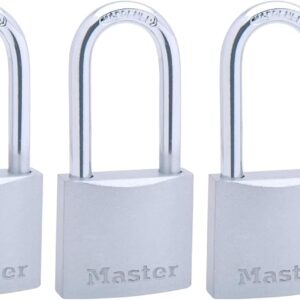 Master Lock Candados Metálicos Económicos de 38 mm de Ancho Gancho Largo, 4 Piezas