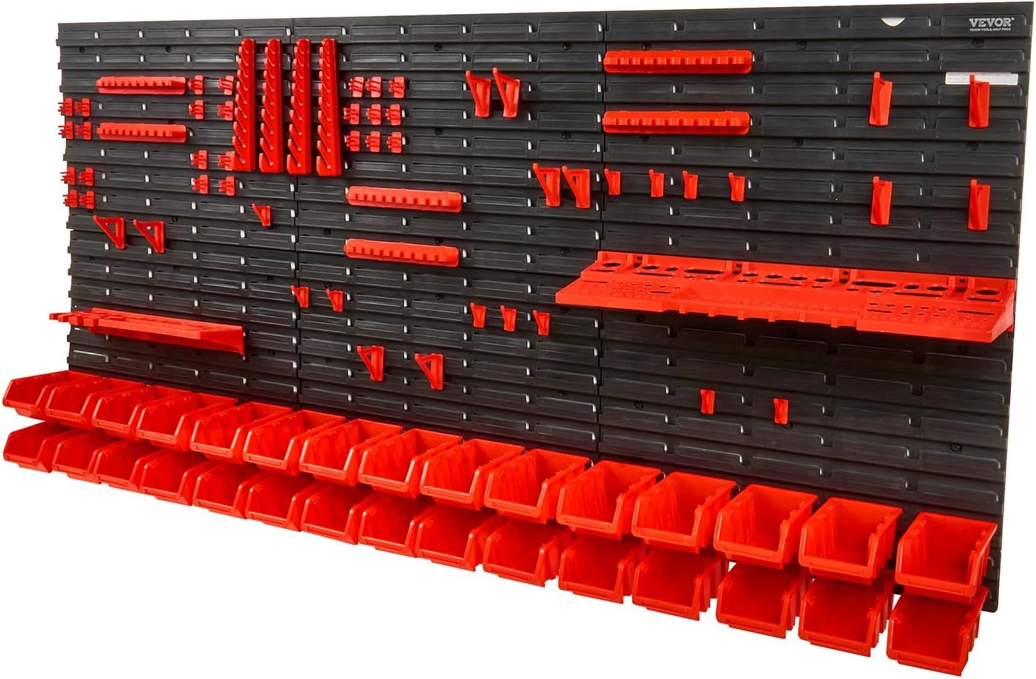 VEVOR Estante de Plástico 30 Cajas de Almacenamiento para Taller Garaje con Paneles de Pared Organizador de Herramientas para Tuercas, Pernos, Tornillos, Clavos, Botones, Piezas Pequeñas, Negro/Rojo 1 VEVOR Estante de Plástico 30 Cajas de Almacenamiento para Taller Garaje con Paneles de Pared Organizador de Herramientas para Tuercas, Pernos, Tornillos, Clavos, Botones, Piezas Pequeñas, Negro/Rojo