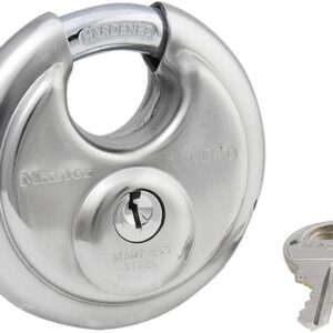 Master Lock 40KADPF Candado redondo con grillete blindado, acero inoxidable, plata