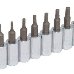 Urrea 4770-10 Juego de dados con punta hexagonal cuadro de 1/4", en pulgadas en riel, 10 piezas
