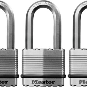 Master Lock M5XKADCCSEN Candado laminado de magnesio 2 Ancho de acero 0.95 cm de diámetro, Juego de grillete de 2.54 cm, Paquete de 3, 5cm