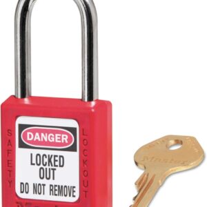 Master Lock Candado de seguridad para gobierno, Zenex, 1 1/2 pulgadas, rojo, 1 llave, 6 cajas