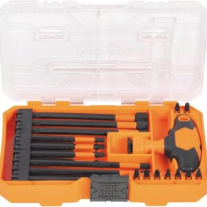 Klein Tools 33804 ProFlex Juego de mango en T intercambiable con clasificación de impacto con zona de torsión, soporte magnético para brocas, SAE, métrico, TORX, 23 piezas