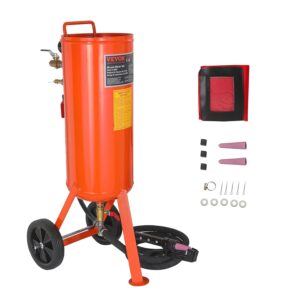 VEVOR - Blaster de arena resistente de 10 galones, 60-110 PSI de alta presión, tanque de chorro abrasivo portátil, kit de chorro de arena de aire con 2 boquillas de cerámica y manguera de 8 pies para