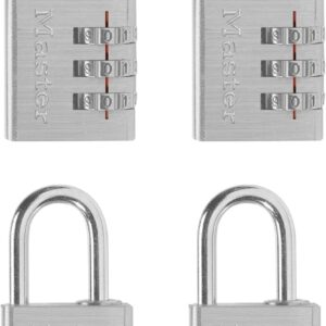Master Lock Set Your Own Combination Lock, aluminio, 1-3/16 pulgadas Ancho, paquete de 4, 630EC4