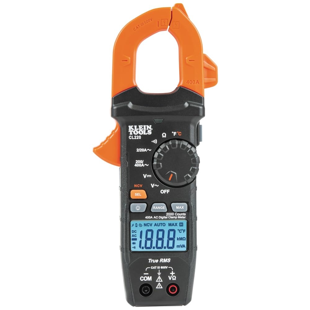 Klein Tools CL220 Digital Clamp Meter, AC Auto-Ranging 400 Amp with Temp 1 Klein Tools CL220 Digital Clamp Meter, AC Auto-Ranging 400 Amp with Temp