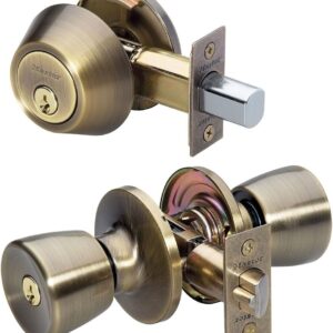 master lock Tulip Perilla de puerta de entrada con llave, Entrada con cerrojo, Combo, Antique Brass/Brass