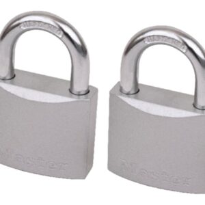Master Lock 740Q Juego de Candados Metálicos Económicos de 38 mm de Ancho Gancho Largo, 4 Piezas