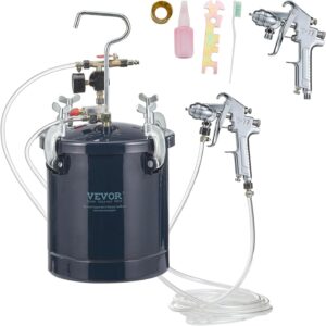 VEVOR - Olla de presión de Pintura en Aerosol, Olla de presión de Pintura de Aire de 10 l/2.5 Gales, 1.5 mm + 4 mm, Dos boquillas de Pintura en Aerosol para la Industria, decoración del hogar,