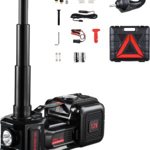VEVOR Gato Eléctrico Portátil para Automóvil, 5 Toneladas, Gato de Tijera Eléctrico con Inflador Incorporado, 12 V con Llave de Impacto Eléctrica y Luz LED, para Sedán, SUV, Camión, 315 x 155 x 155 mm