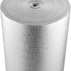 VEVOR Rollo de aislamiento reflectante doble, barrera radiante de núcleo de espuma, 1.25 mm, 48 x 100 pies, protector reflectante de calor de espuma EPE de doble cara, rollo de aislamiento térmico
