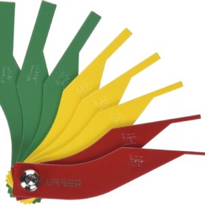 Urrea Herramientas 2337 Calibrador de Balatas Métrico de 8 Hojas Codificadas por Color