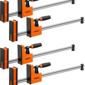 VEVOR Sargentos de Barra 4 Piezas 60,96 cm Abrazaderas de Barra para Madera, Capacidad de Fuerza de 680 kg, Función de Sujeción y Separación, Acero al Carbono, Juego de Herramientas para Carpintería