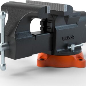 VEVOR Banco de banco, 6 pulgadas de ancho de mandíbula de 6.9 pulgadas, apertura de mandíbula giratoria de 360 grados, tornillo multiusos con yunque, banco de trabajo de hierro dúctil resistente con