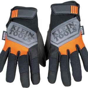 Klein Tools 60597 Work Gloves, General Purpose Gloves, Comfortable Suede Palm, Touchscreen Capable, Hook and Loop Closure